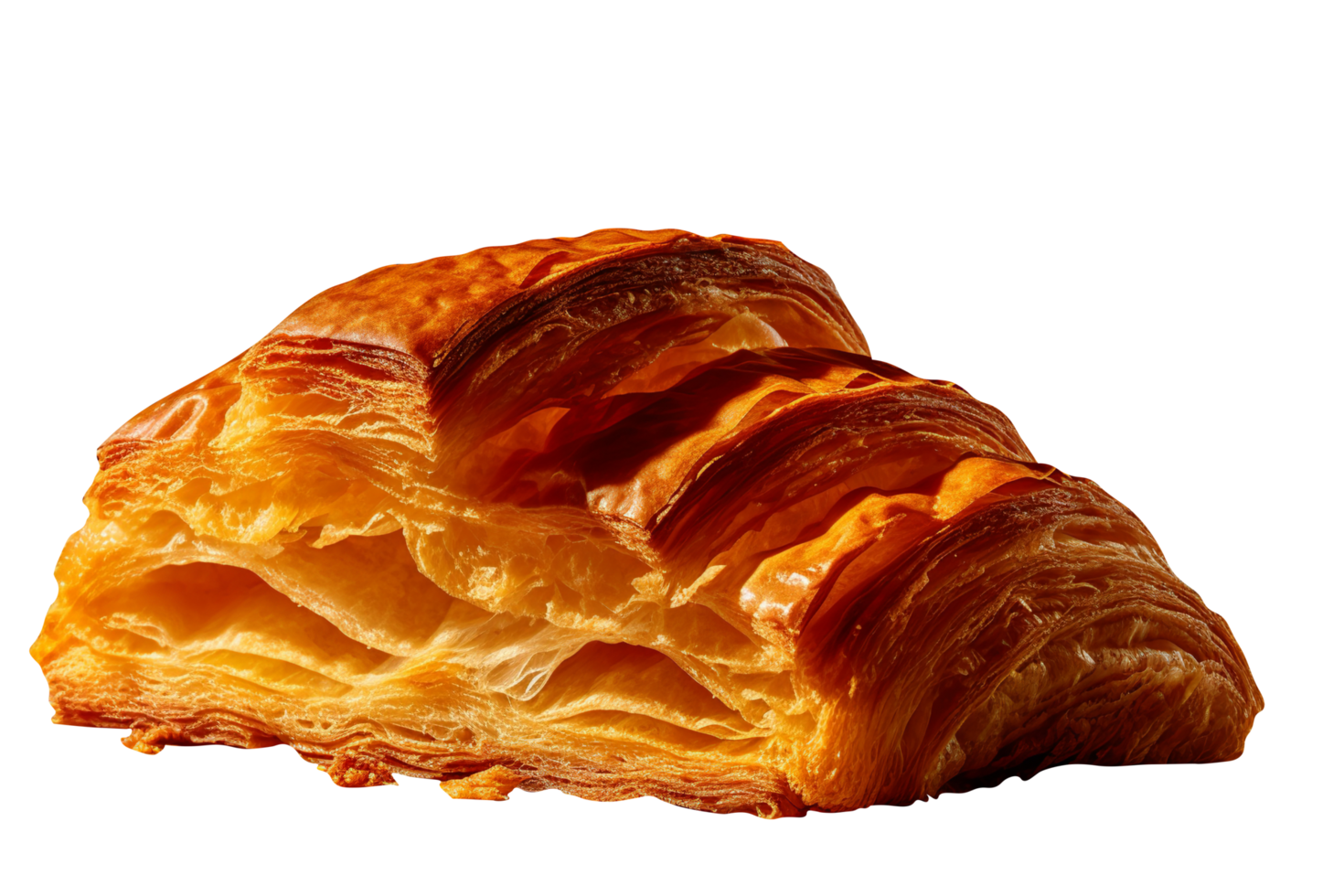 Freshly baked crusty croissants isolated on transparent background png