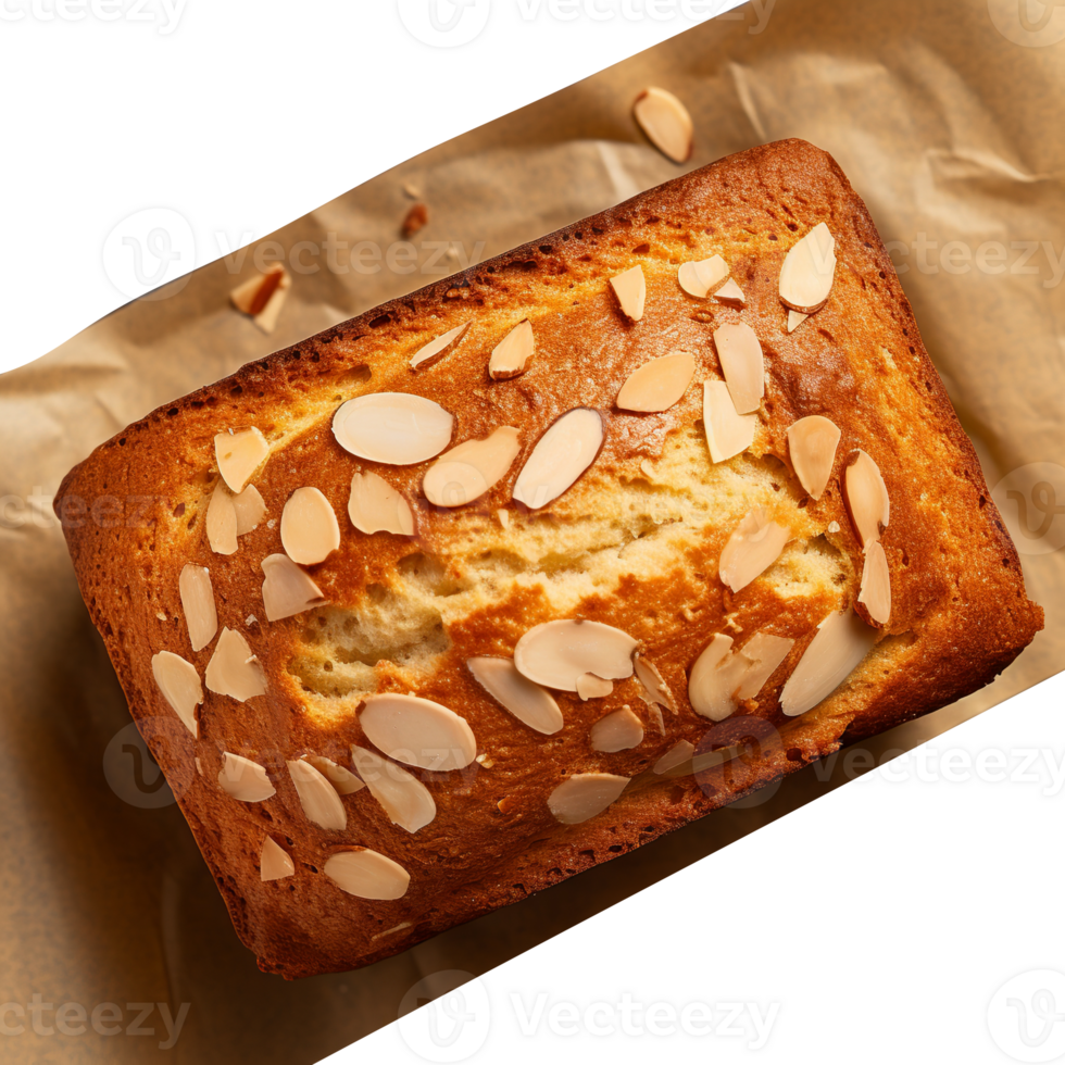 Freshly baked almond bread loaf isolated on transparent background png