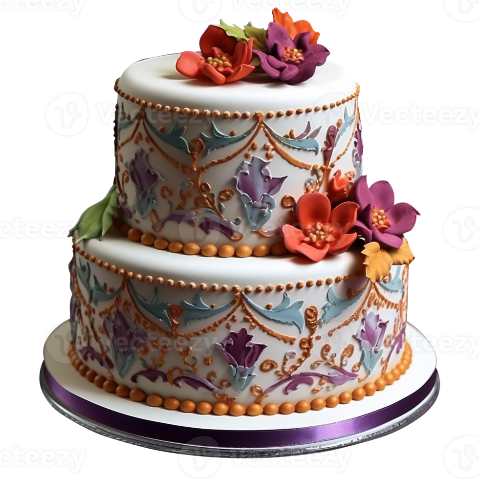 delicioso decorado fondant pastel en transparente antecedentes png