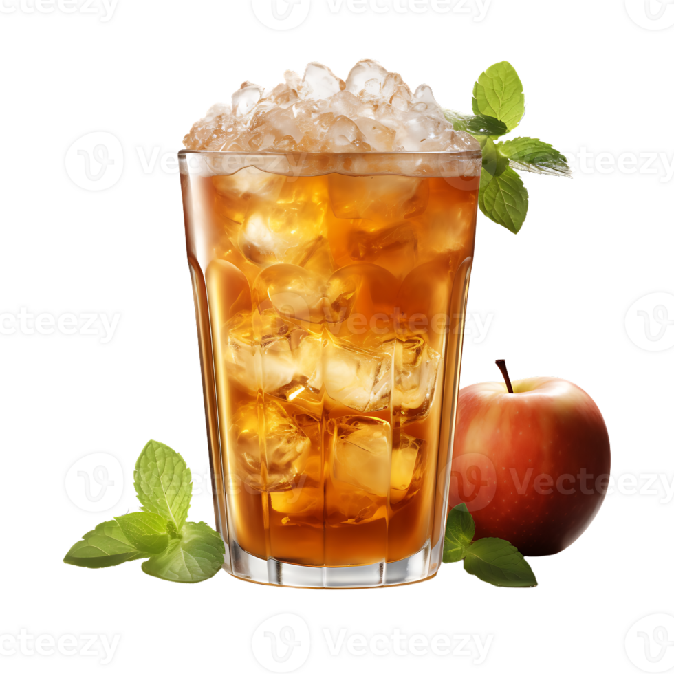 Apple juice ice surrounded by apples and leaves. ai generated 27145693 PNG
