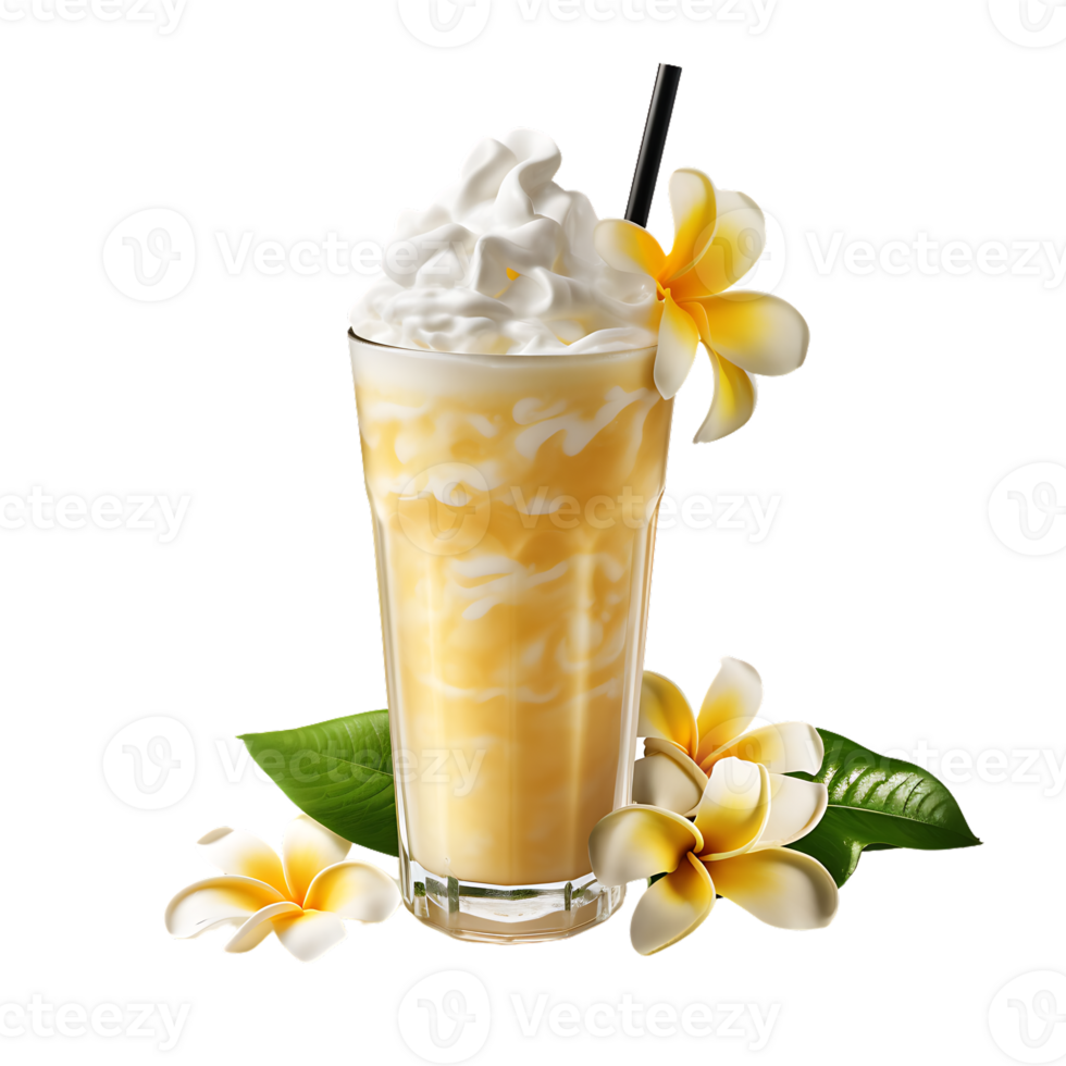 Closeup shot of an banana drink juice and smoothies, perfect for drink catalog. ai generated png