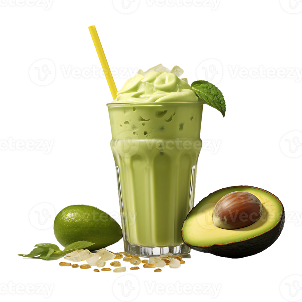 Closeup shot of an avocado drink juice and smoothie, perfect for drink catalog. ai generated png