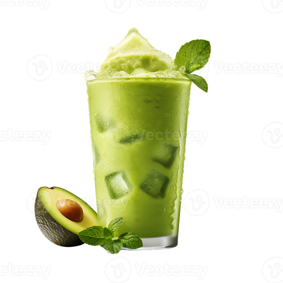 Closeup shot of an avocado drink juice and smoothie, perfect for drink catalog. ai generated png