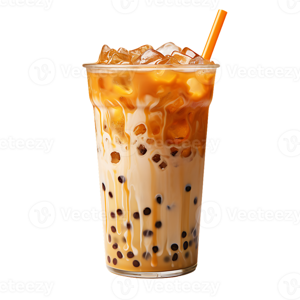 Brown sugar bubble boba drink. milk tea. perfect for drink catalog. ai generated png