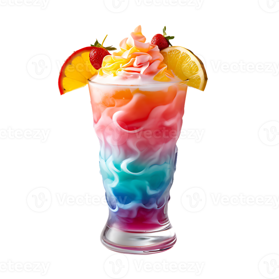 Summer cocktail rainbow paradise with ice. perfect for drink catalog png