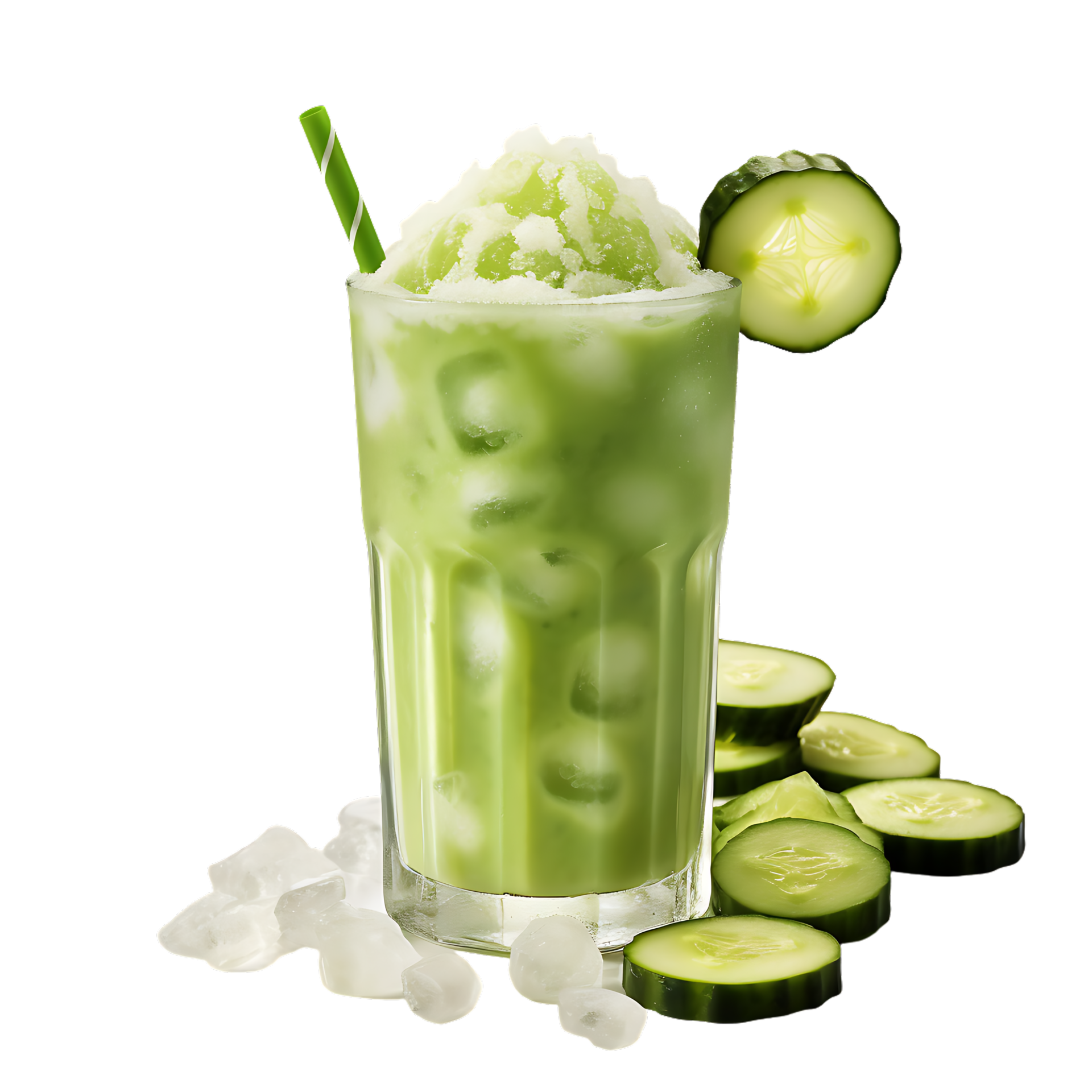 Summer cucumber juice with ice. perfect for drink catalog. ai generated