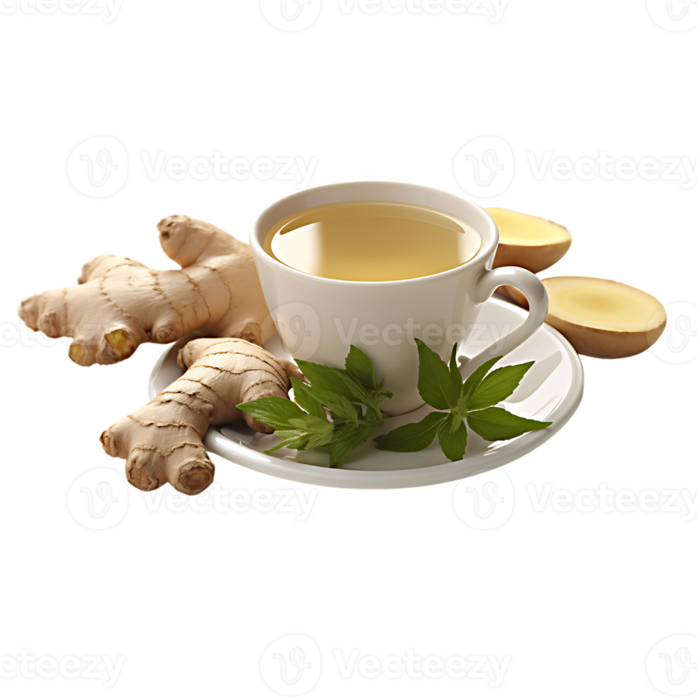Ginger herbal drink. perfect for herbal drink catalog. ai generated png