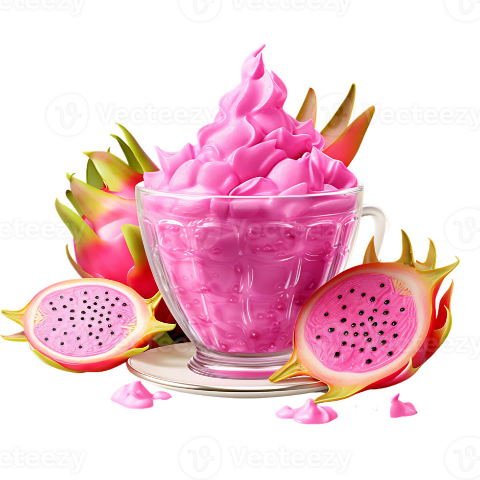 Dragon fruit pitahaya smoothie drink. perfect for drink catalog. ai generated png