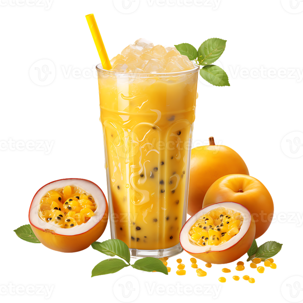Closeup glass of passionfruit Drink. Perfect For Drink Catalog. ai generated png