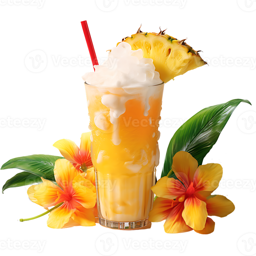 Glass of pineapple juice. Perfect For Drink Catalog.  ai generated png