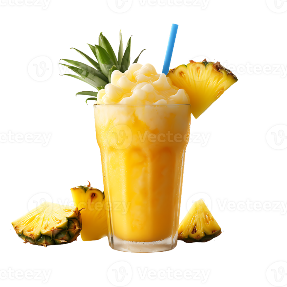 Glass of pineapple juice. Perfect For Drink Catalog.  ai generated png
