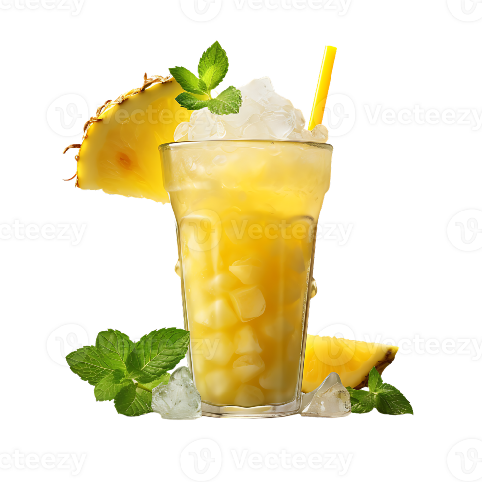 Glass of pineapple juice. Perfect For Drink Catalog.  ai generated png