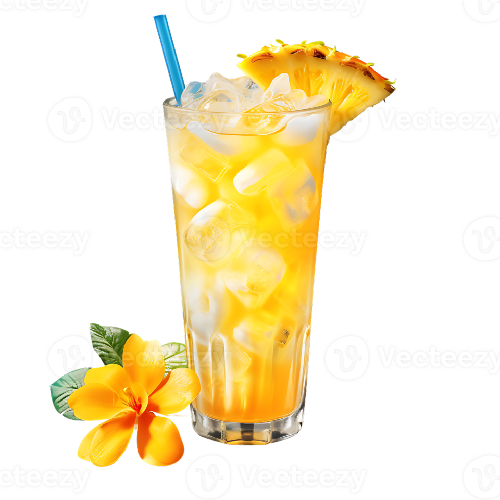 Glass of pineapple juice. Perfect For Drink Catalog.  ai generated png