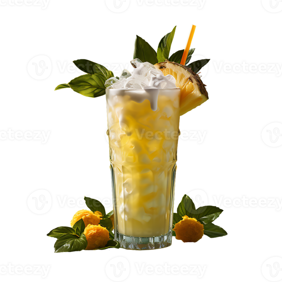 Glass of pineapple juice. Perfect For Drink Catalog.  ai generated png