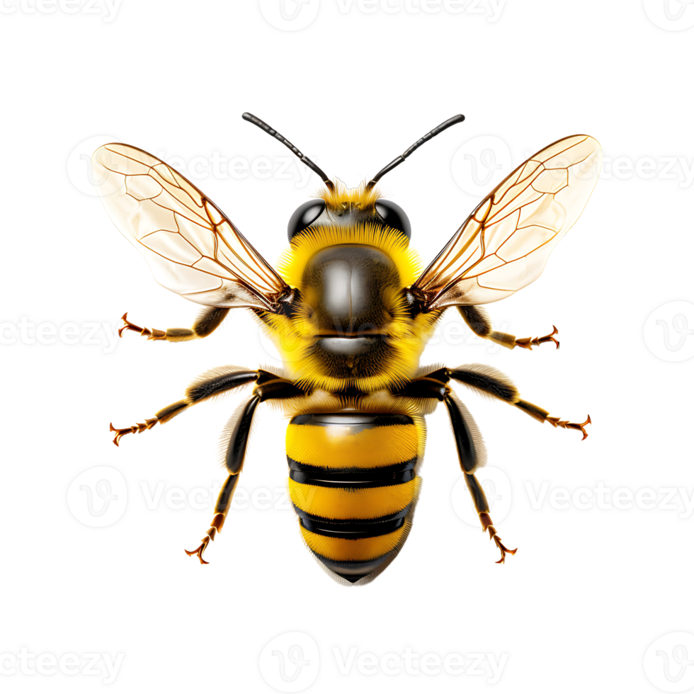 pequeño abeja en transparente antecedentes. ai generado png