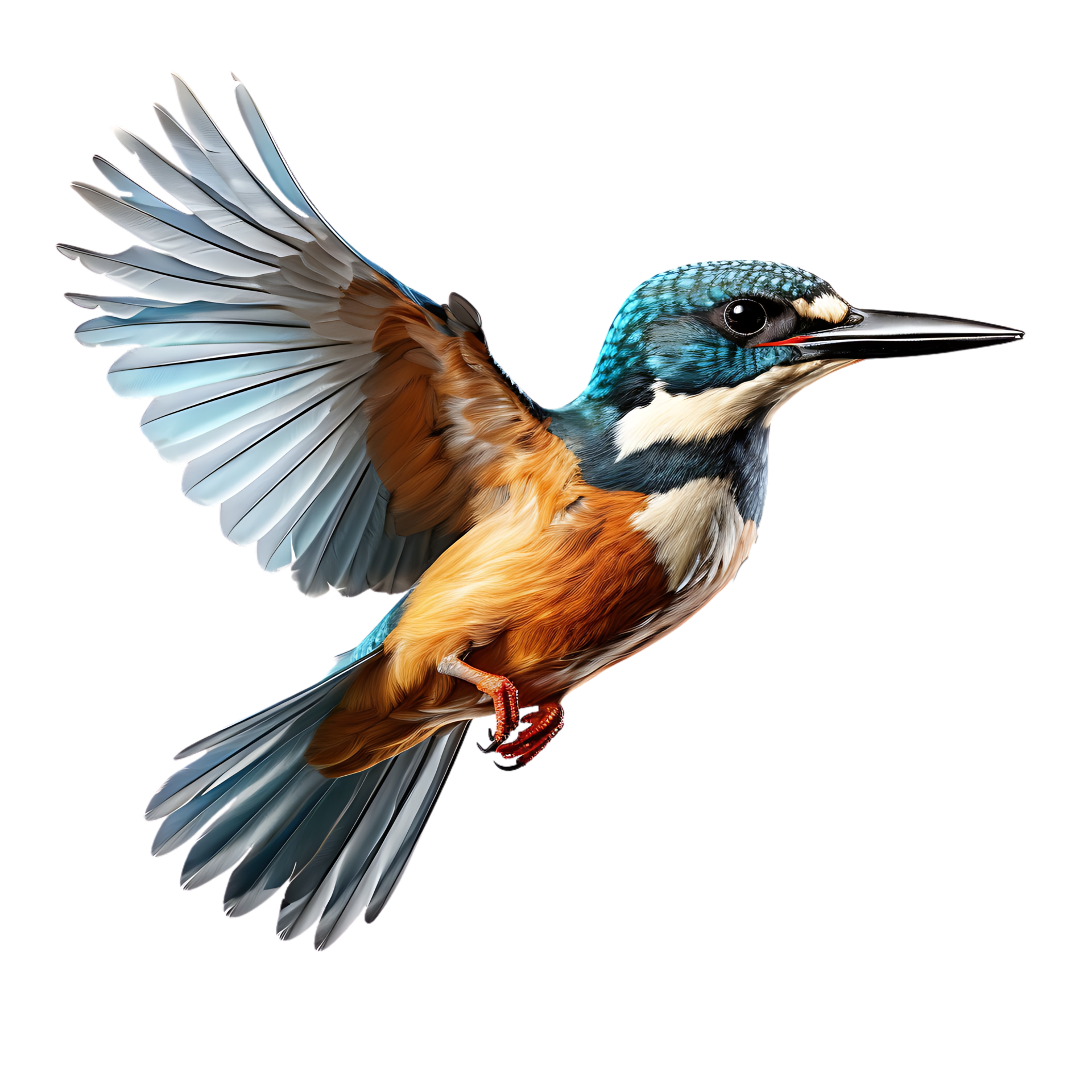 Beautiful kingfisher bird on transparent background ai generated