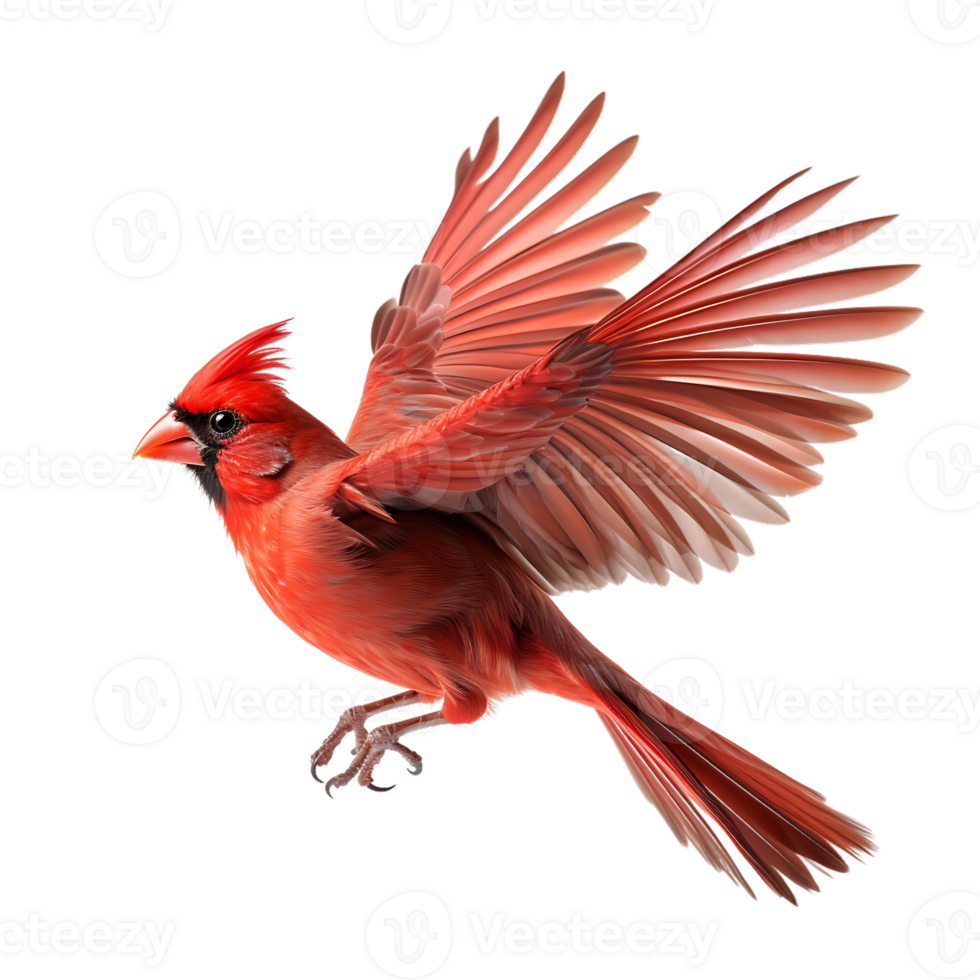 Beautiful northern cardinal bird on transparent background. ai generated png