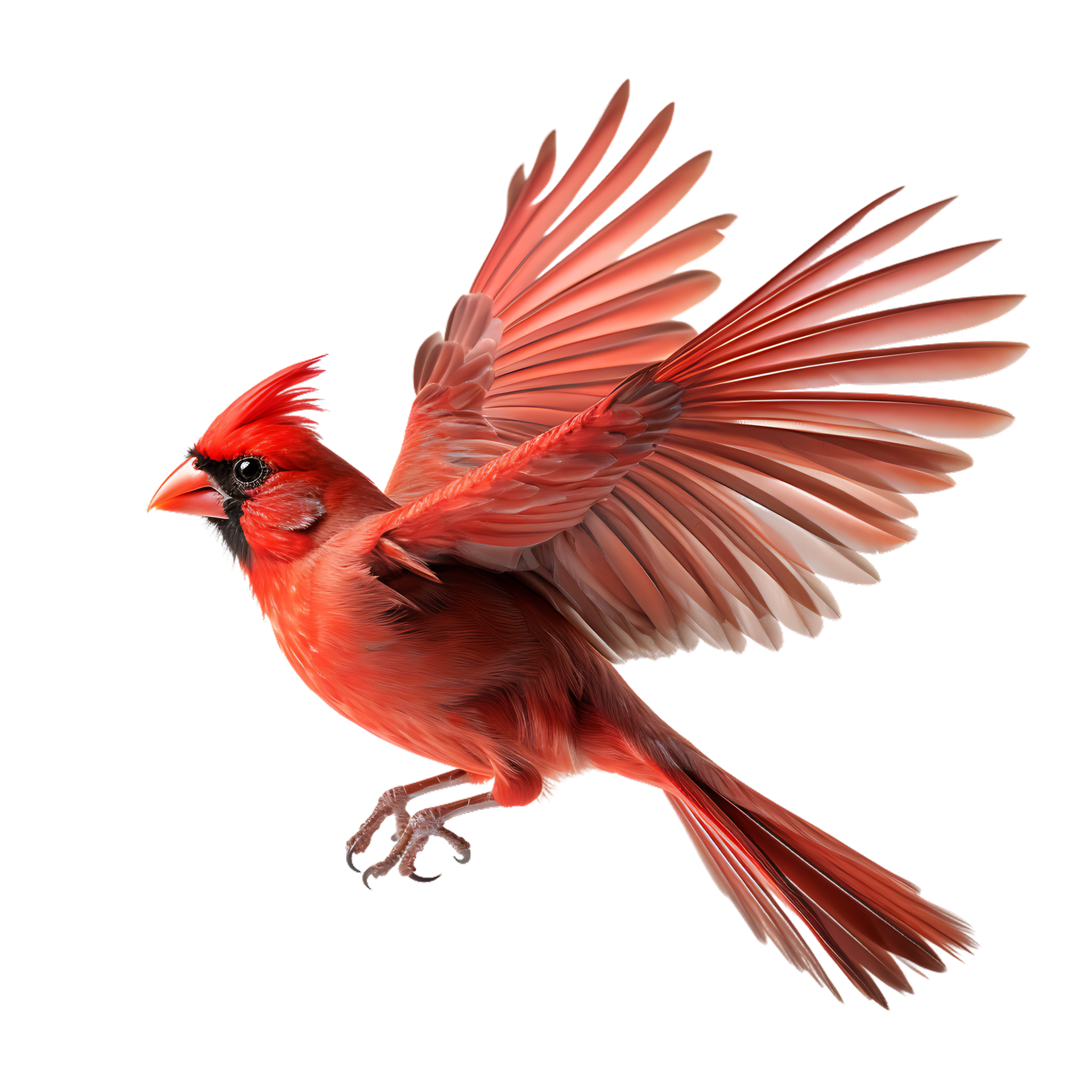 Beautiful northern cardinal bird on transparent background ai