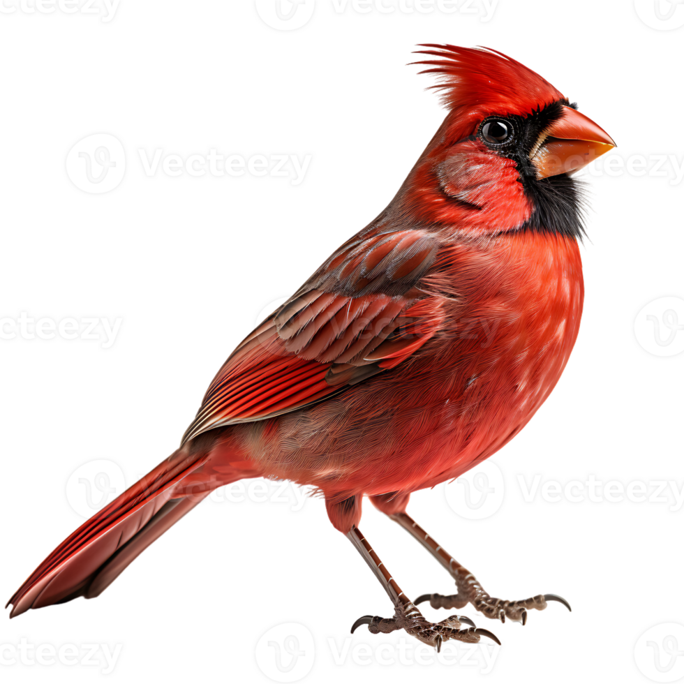 Beautiful northern cardinal bird on transparent background. ai generated png