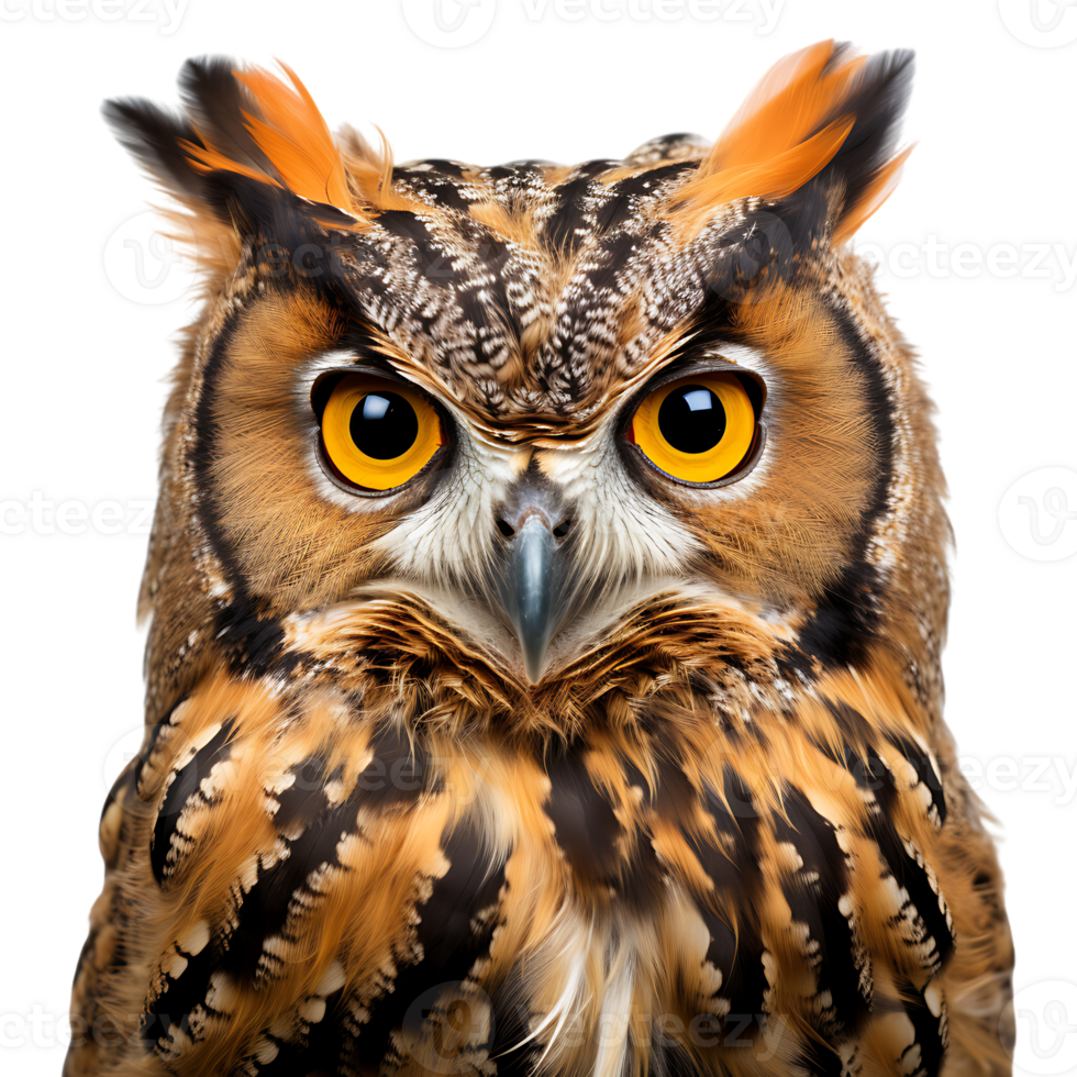 Beautiful owl bird on transparent background. ai generated png