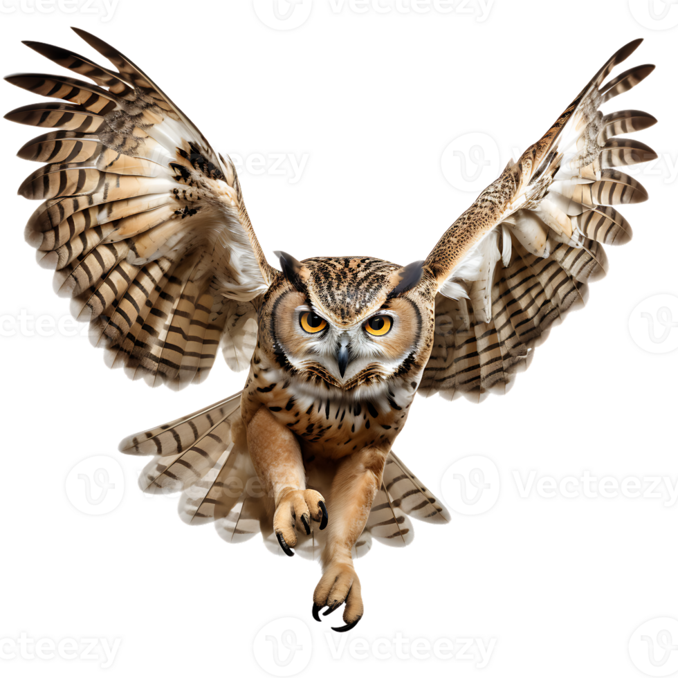 Beautiful owl bird on transparent background. ai generated png