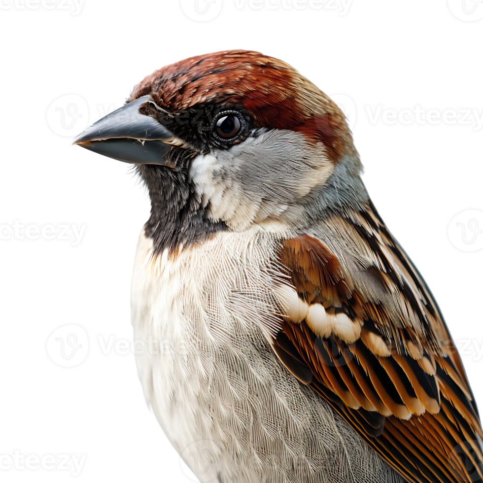 Beautiful sparrow bird on transparent background. ai generated png
