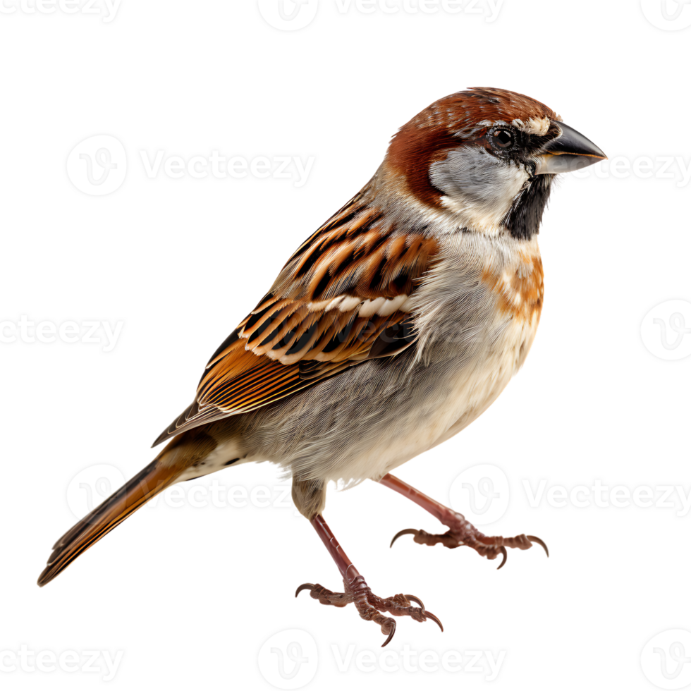 Beautiful sparrow bird on transparent background. ai generated png
