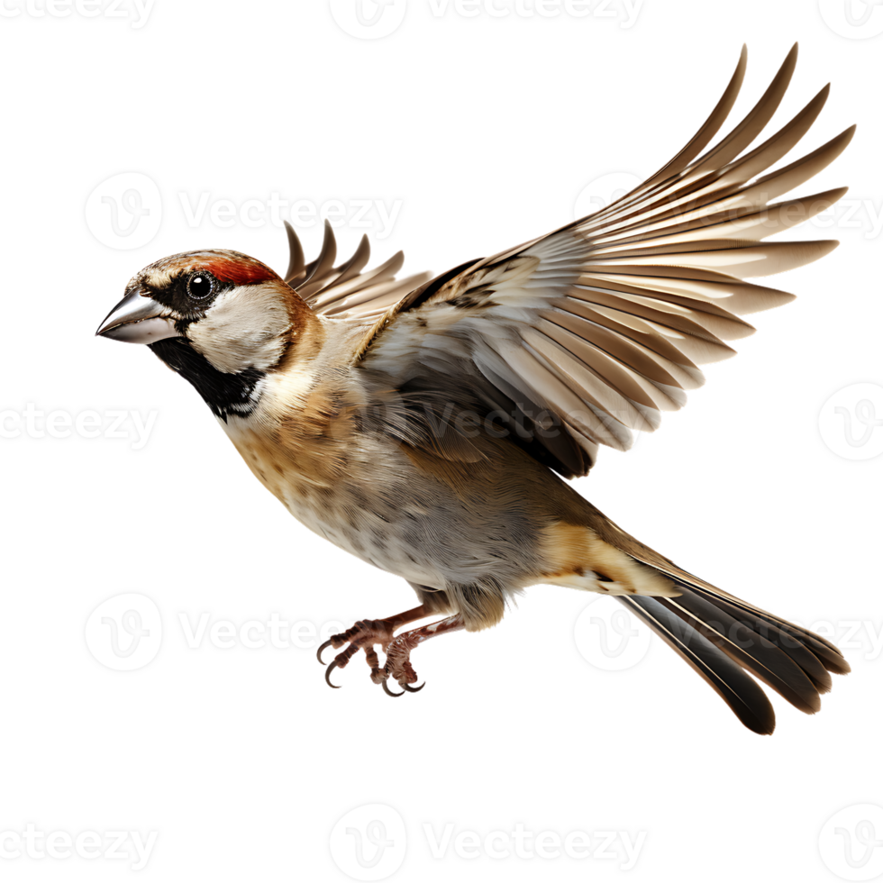 Beautiful sparrow bird on transparent background. ai generated png