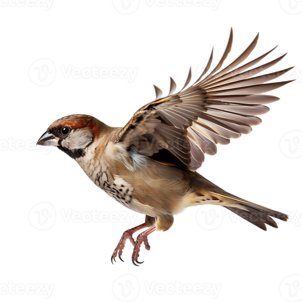 Beautiful sparrow bird on transparent background. ai generated png