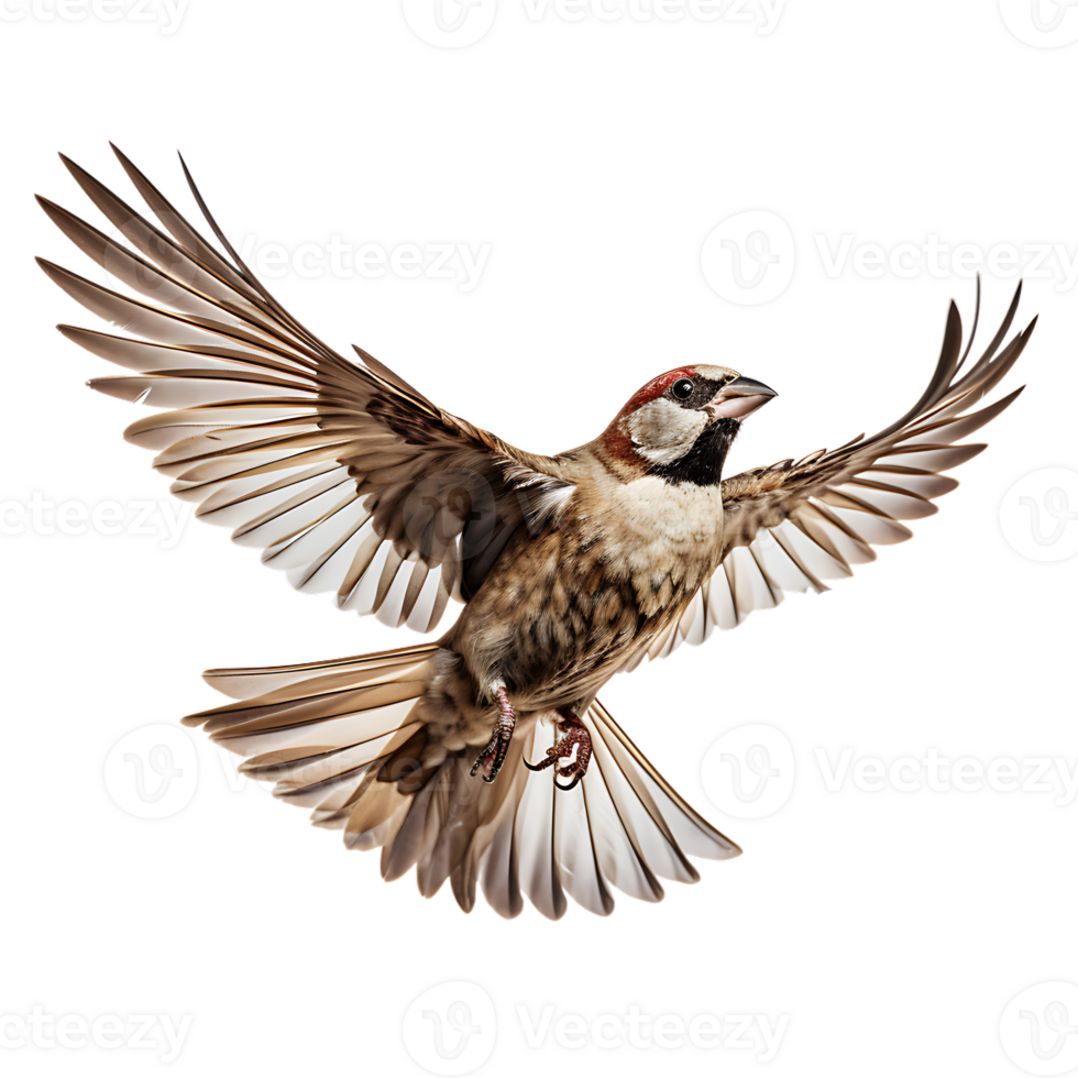 Beautiful sparrow bird on transparent background. ai generated png
