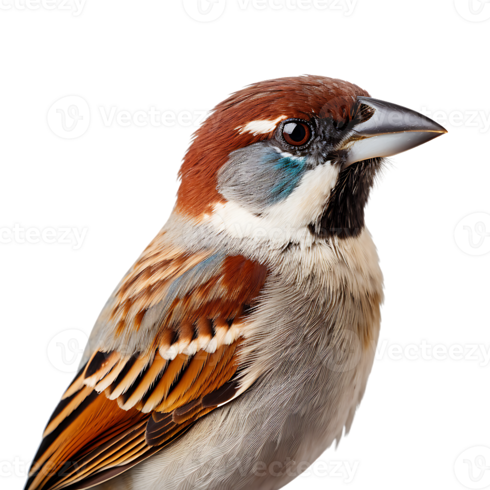Beautiful sparrow bird on transparent background. ai generated png