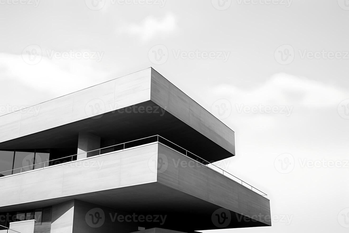 Unique modern office of business buildings skyscraper, black and white. AI Generated. photo