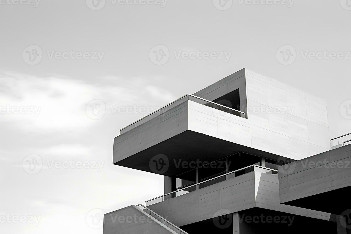 Unique modern office of business buildings skyscraper, black and white. AI Generated. photo