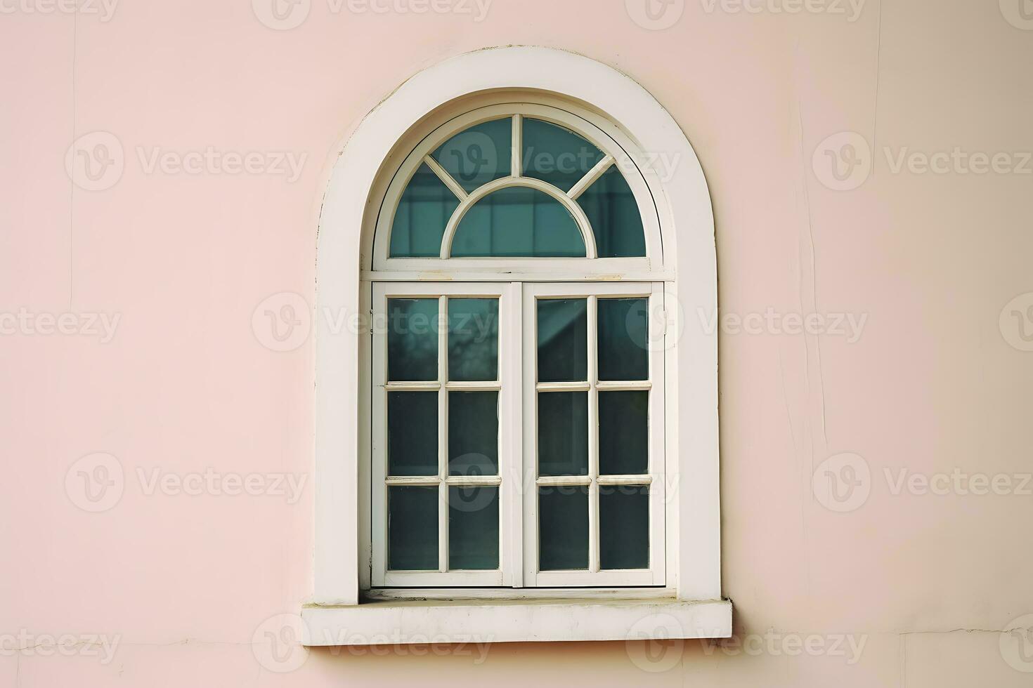 Classic window frame on pastel pink retro style. AI Generated photo