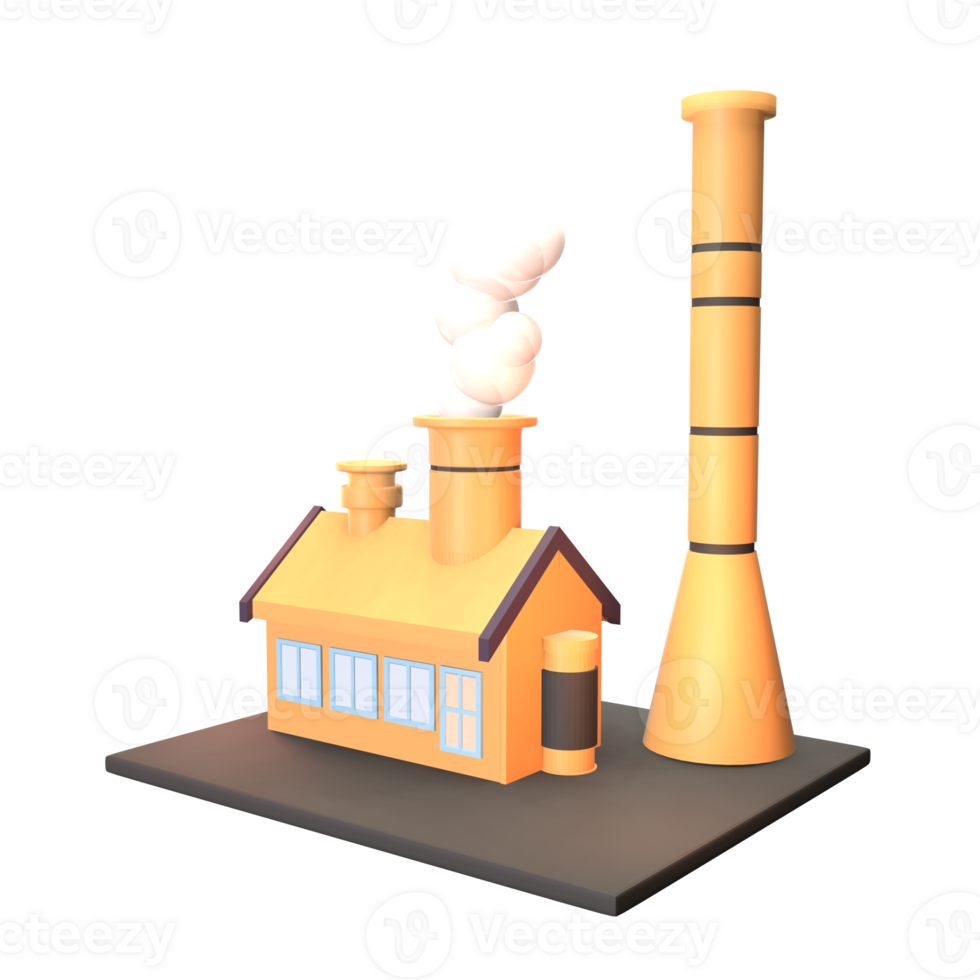 3D icon factory building rendered isolated on the transparent background png