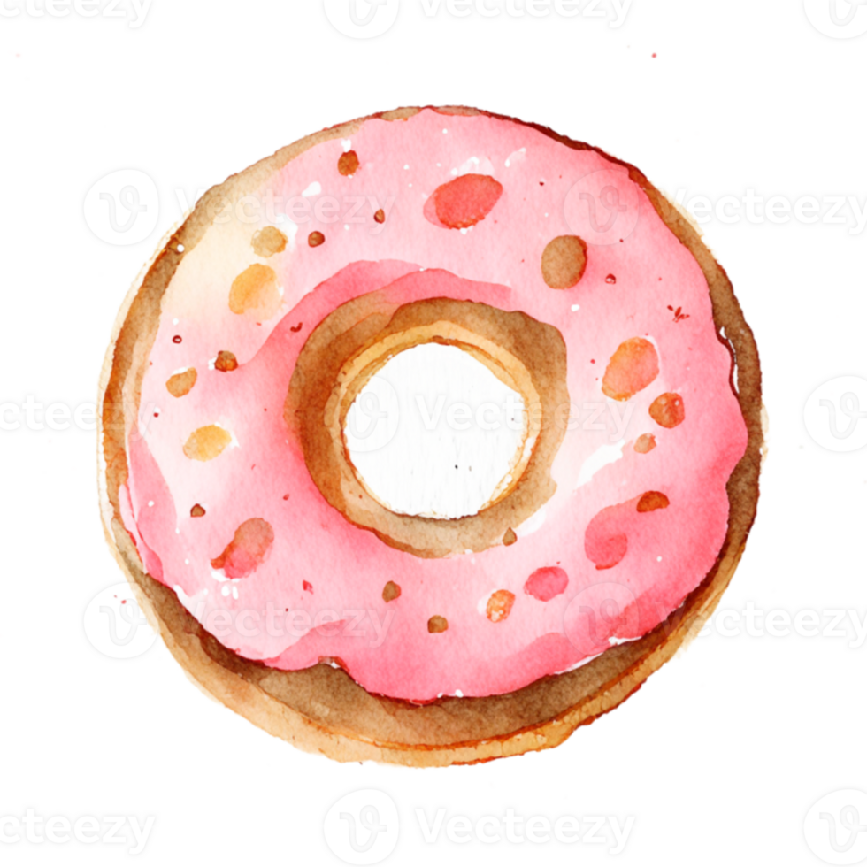 Watercolor hand drawn donut. png