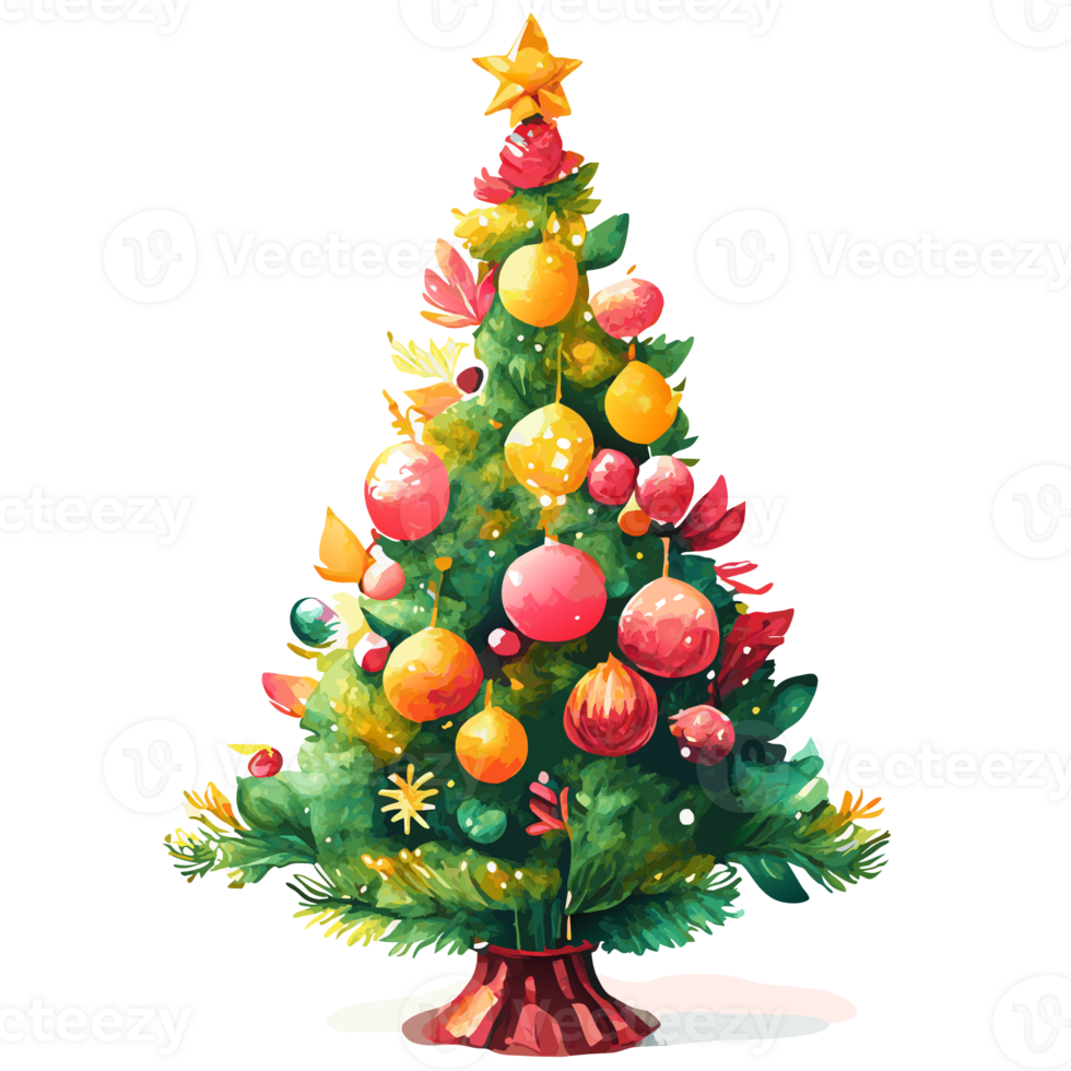 watercolor christmas tree. AI Generative png