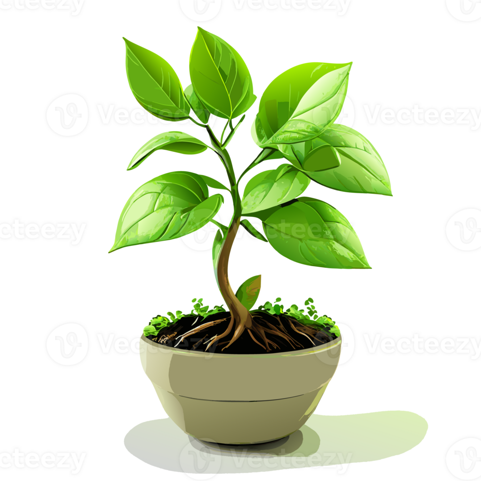 Watercolor Young green plant growing. AI generative png