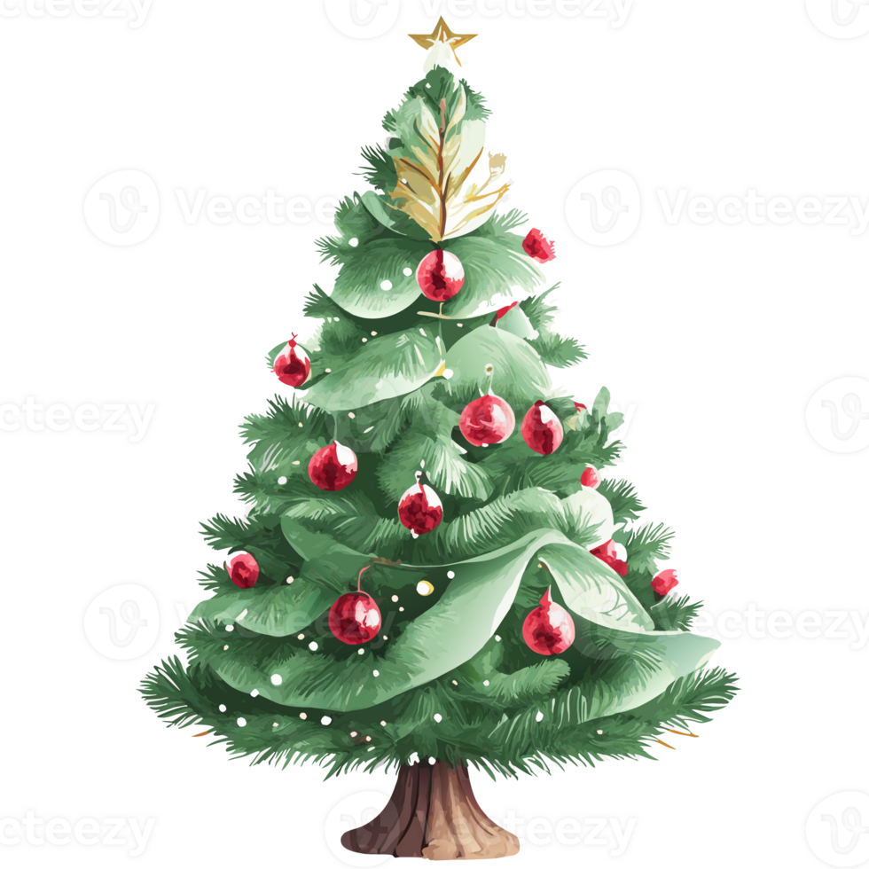 watercolor christmas tree. AI Generative png