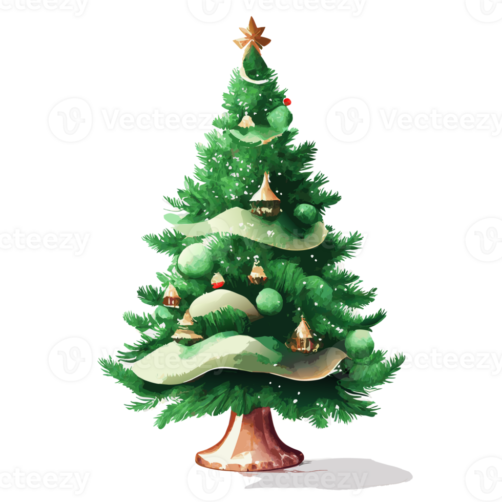 watercolor christmas tree. AI Generative 27146625 PNG