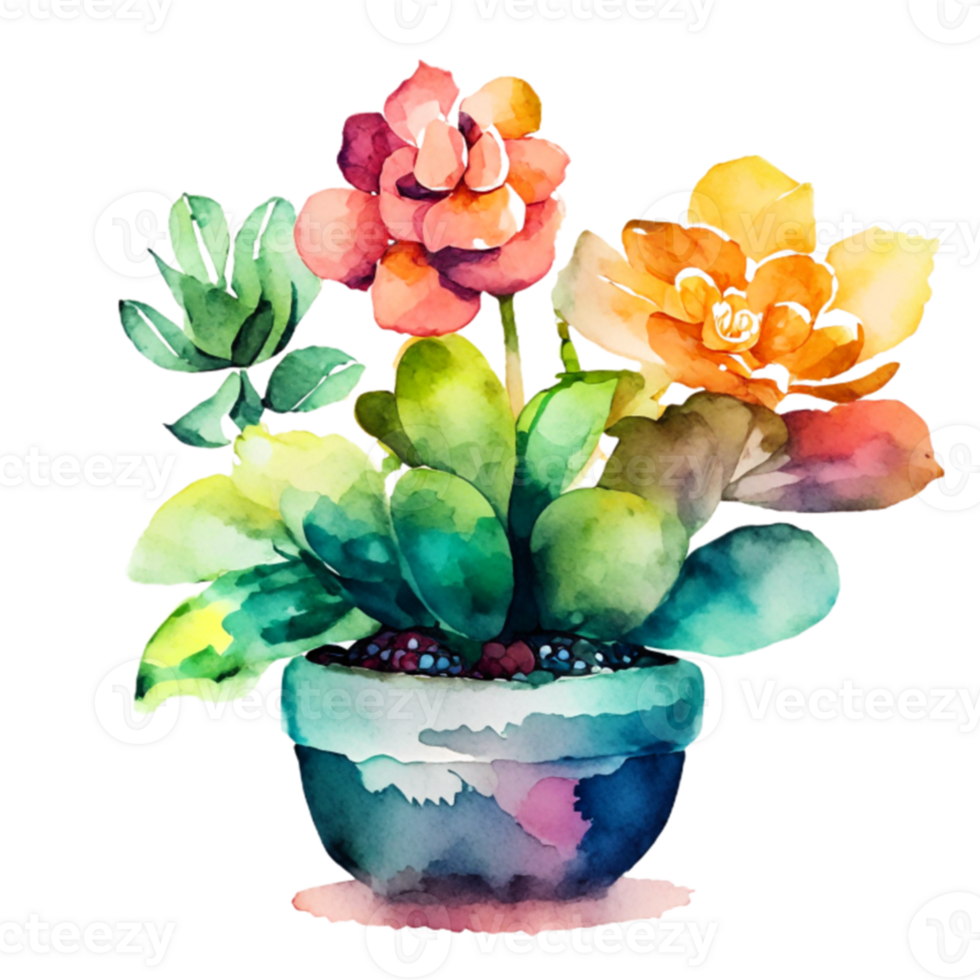 watercolor hand drawn pot plants. png