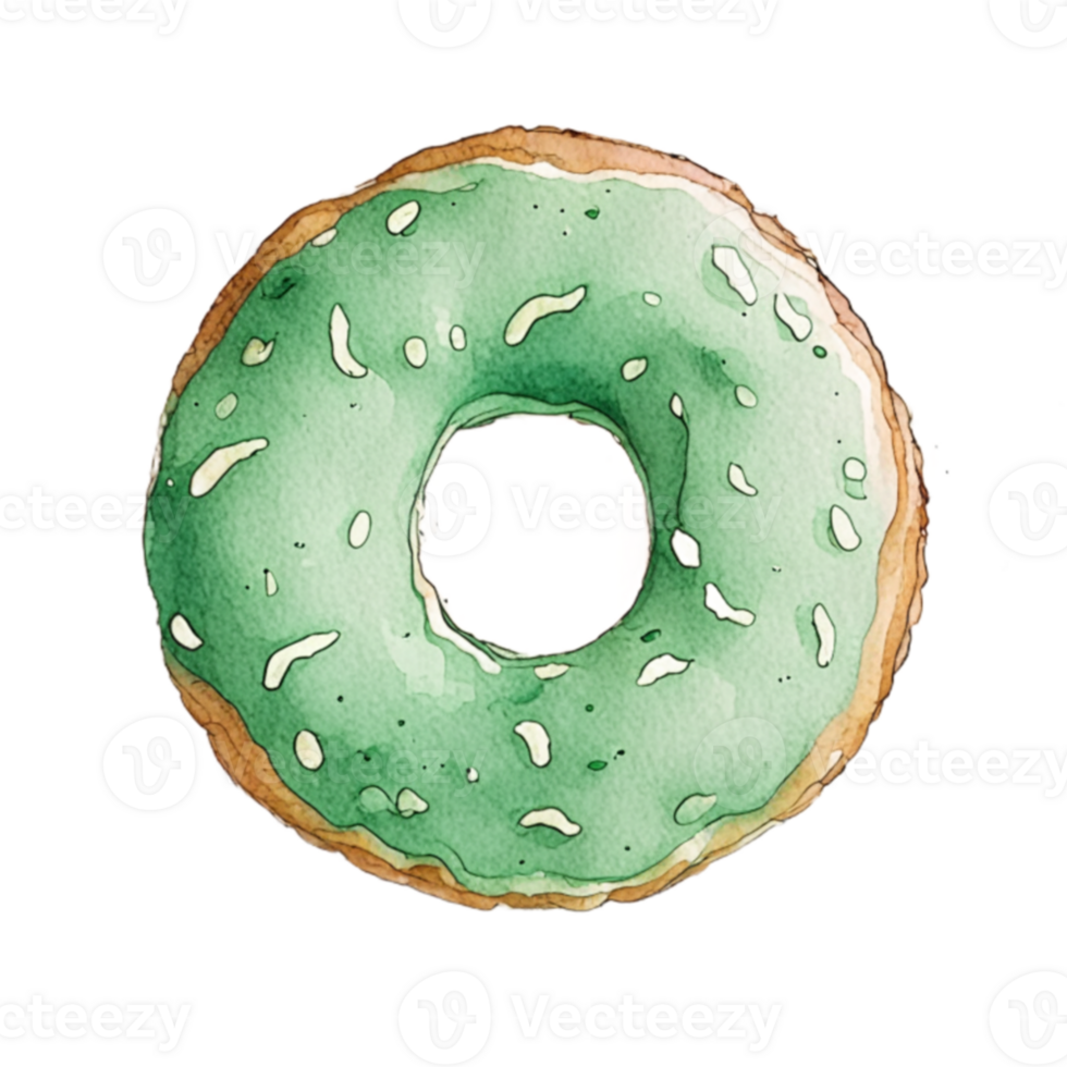 Watercolor hand drawn donut. png