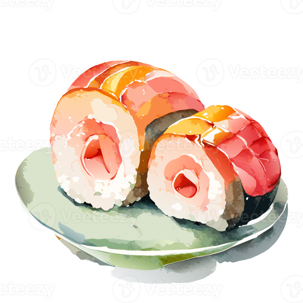 Watercolor hand drawn sushi. AI generative png