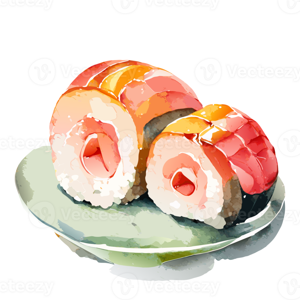 Aquarell Hand gezeichnet Sushi. ai generativ png