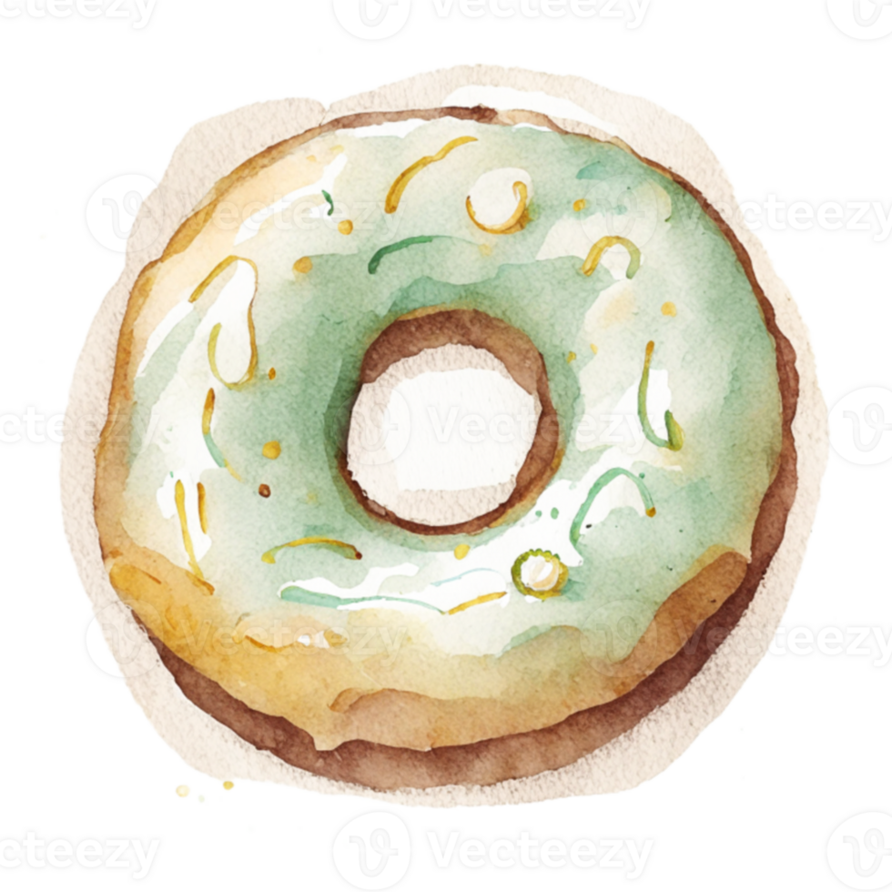 Watercolor hand drawn donut. png