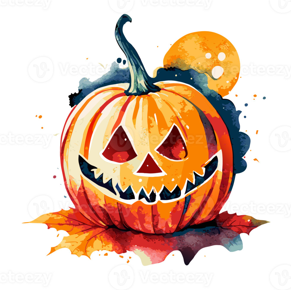 watercolor hand drawn pumpkin halloween. AI Generative png