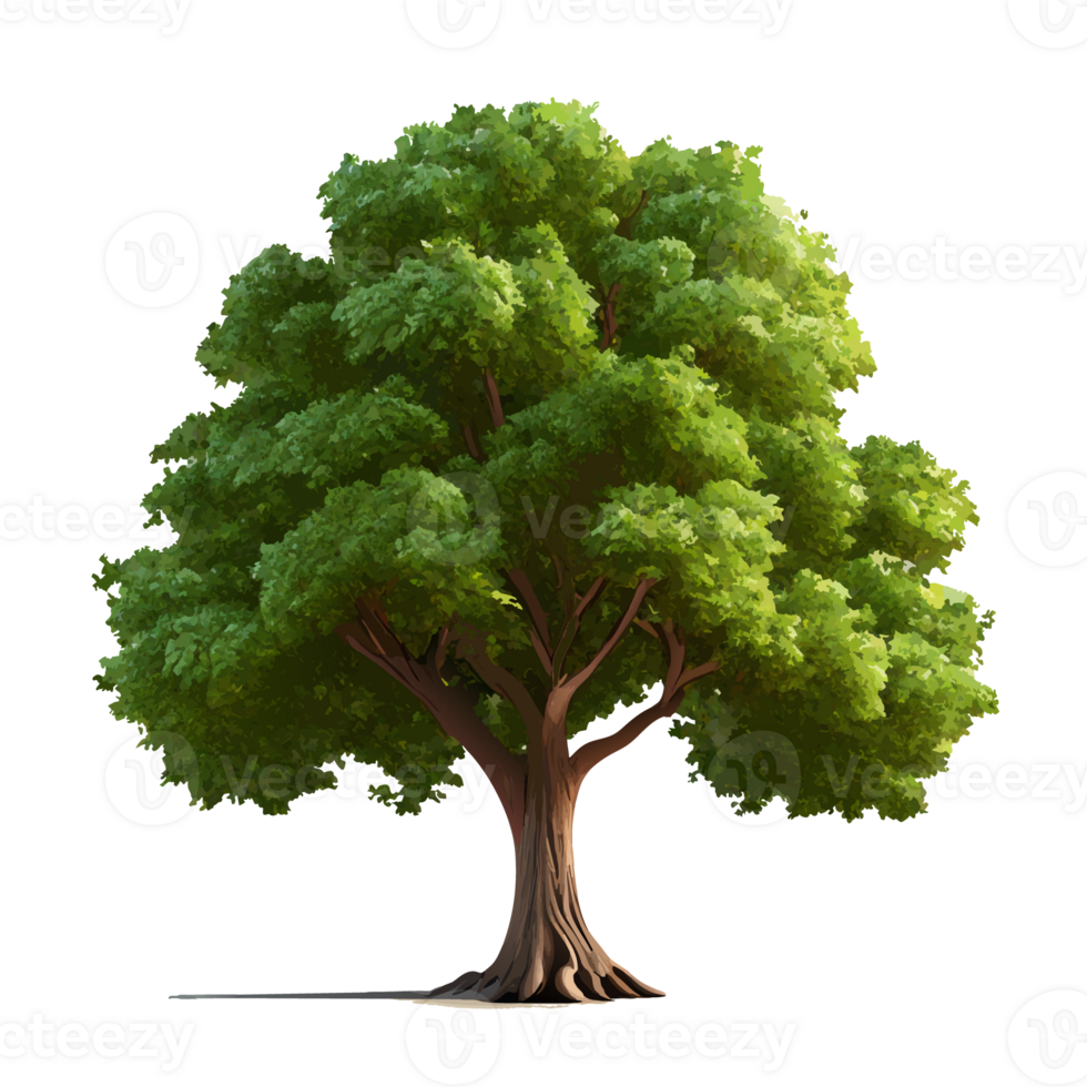 groß Baum auf Weiß Schwarzgrund. ai generativ png