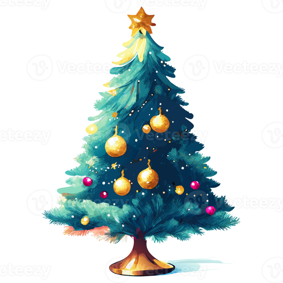 watercolor christmas tree. AI Generative png