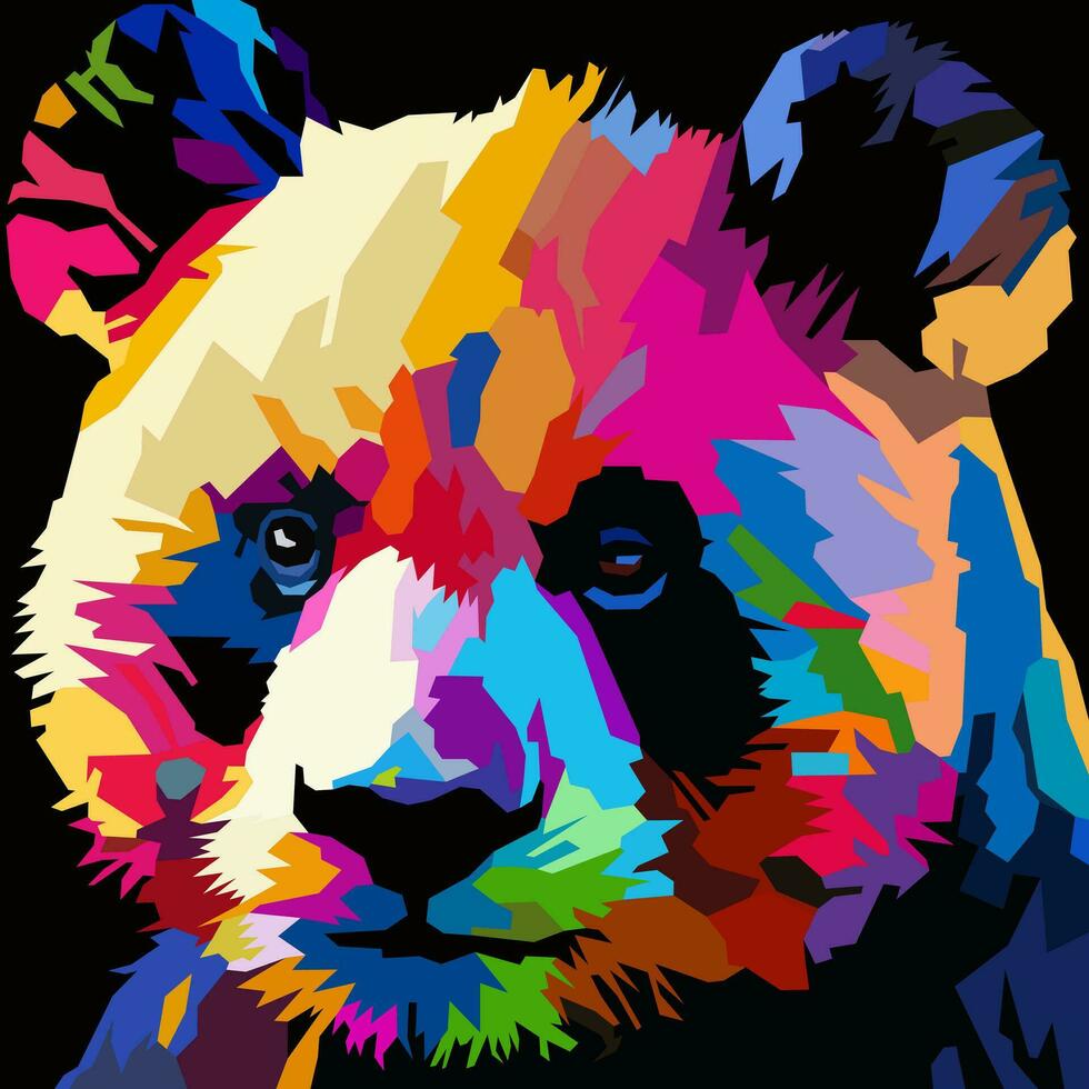 cute panda drawn using WPAP art style, pop art, vector illustration.