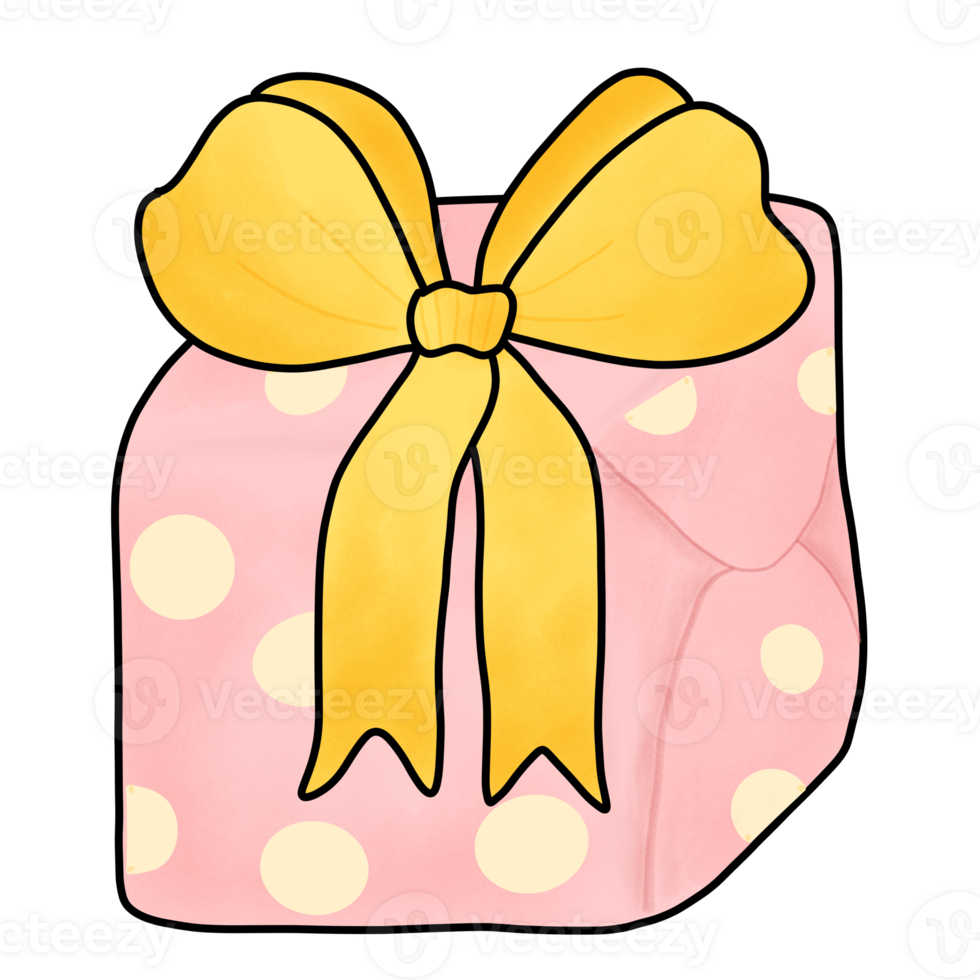 a red gift box with a yellow bow on it png
